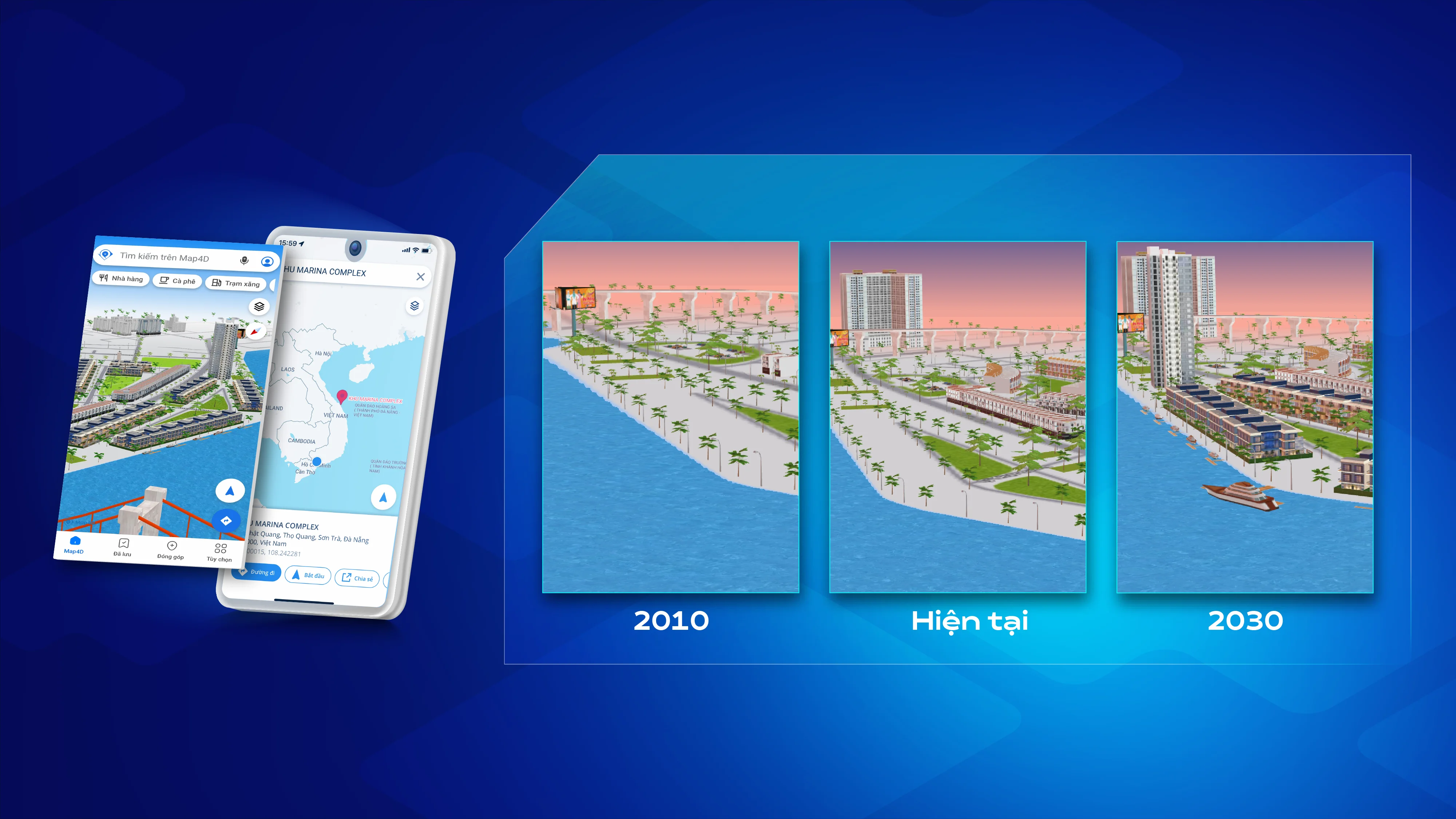 Với Map4D, người dùng thấy được sự thay đổi của dự án, khu vực theo thời gian