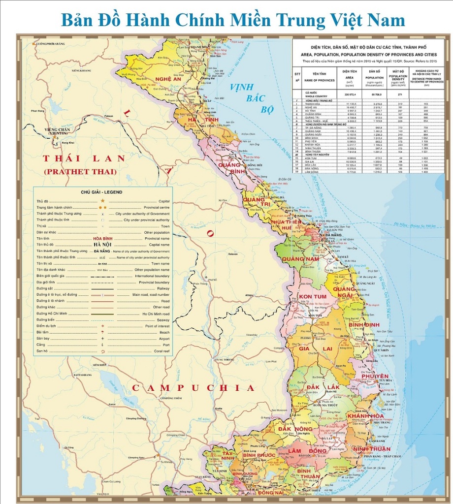 Bản đồ hành chính miền Trung Việt Nam