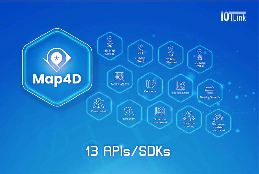 Map4D với 13 bộ APIsSDKs mang đến 13 loại dịch vụ mạnh mẽ trên Map4D
