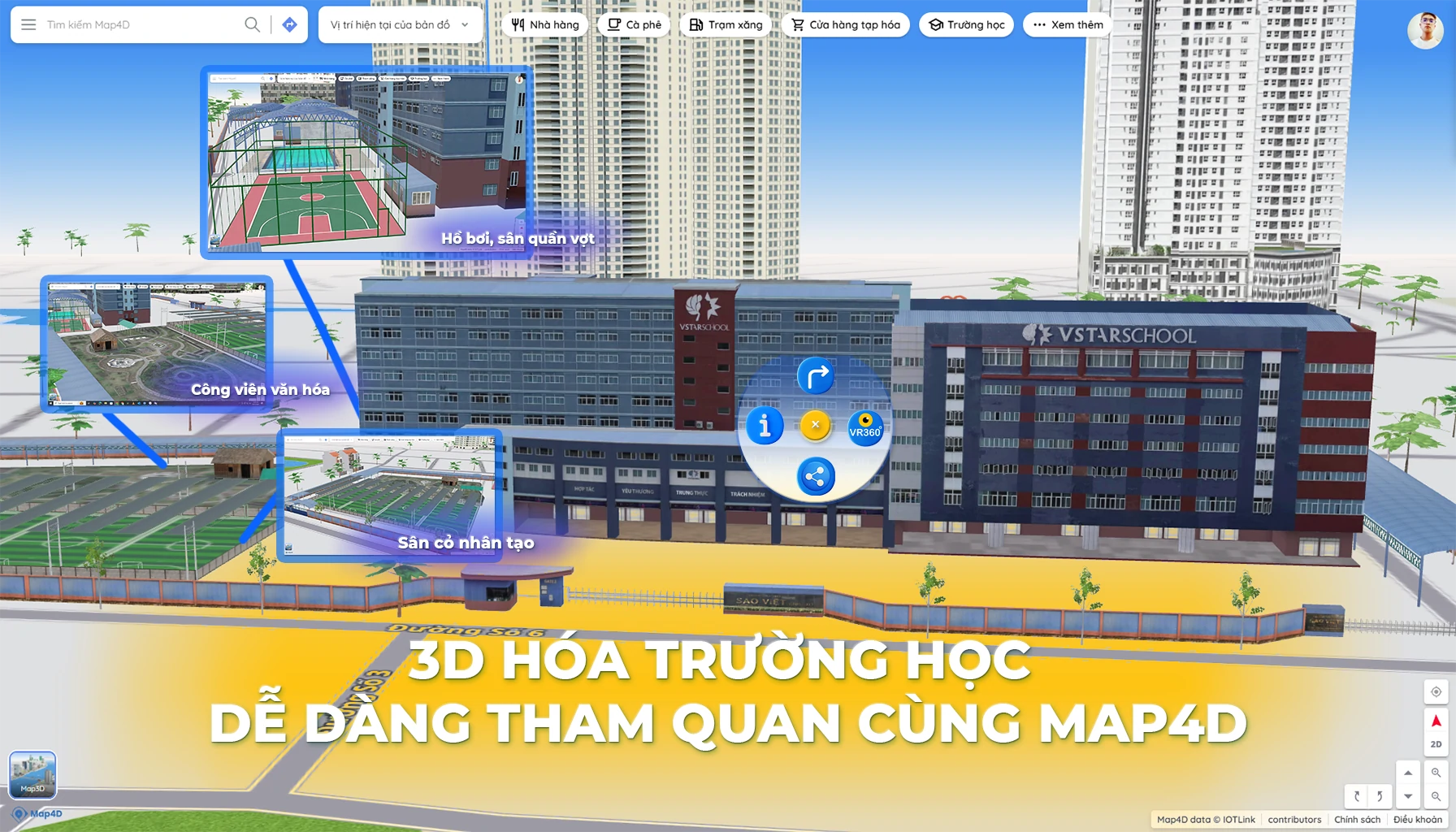 3D hóa trường học - Dễ dàng tham quan, trải nghiệm cùng bản đồ số Map4D